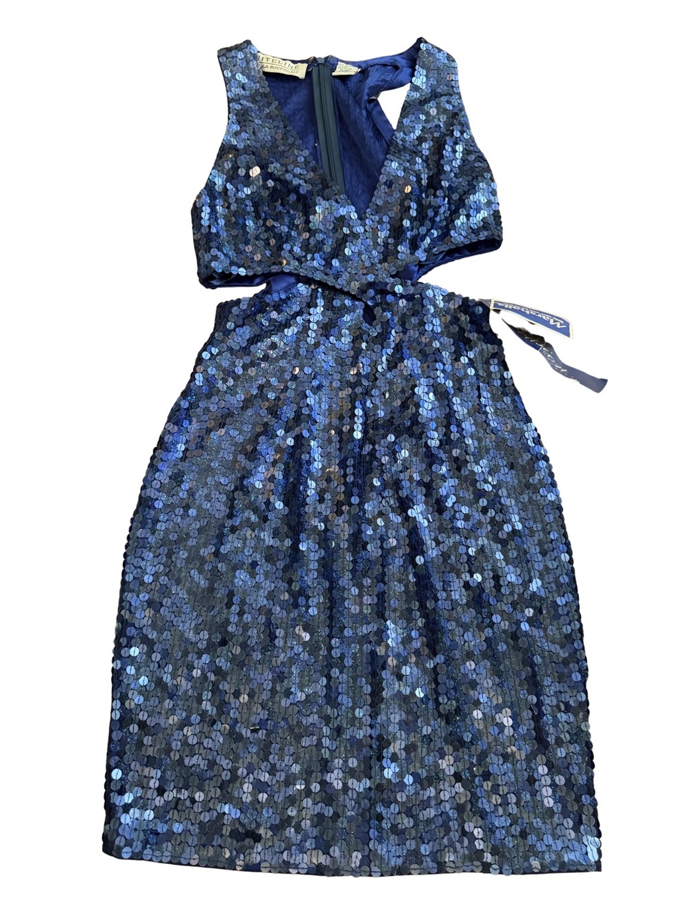Rare Vintage Navy sequin Cocktail Dress! - Picture 3 of 7